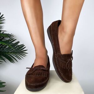 Vintage Y2K Indie Boho Cottagecore Earthy Brown Suede Loafers / Size: 10
